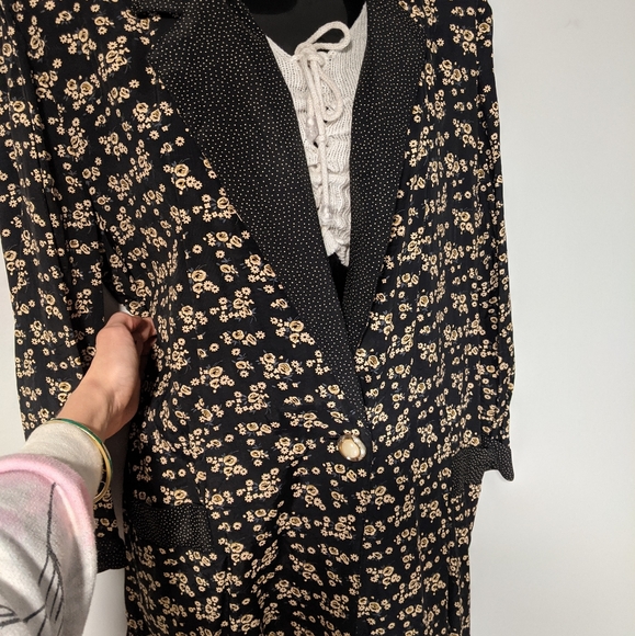 Vintage 1980s flower-print business jacket - Picture 2 of 5